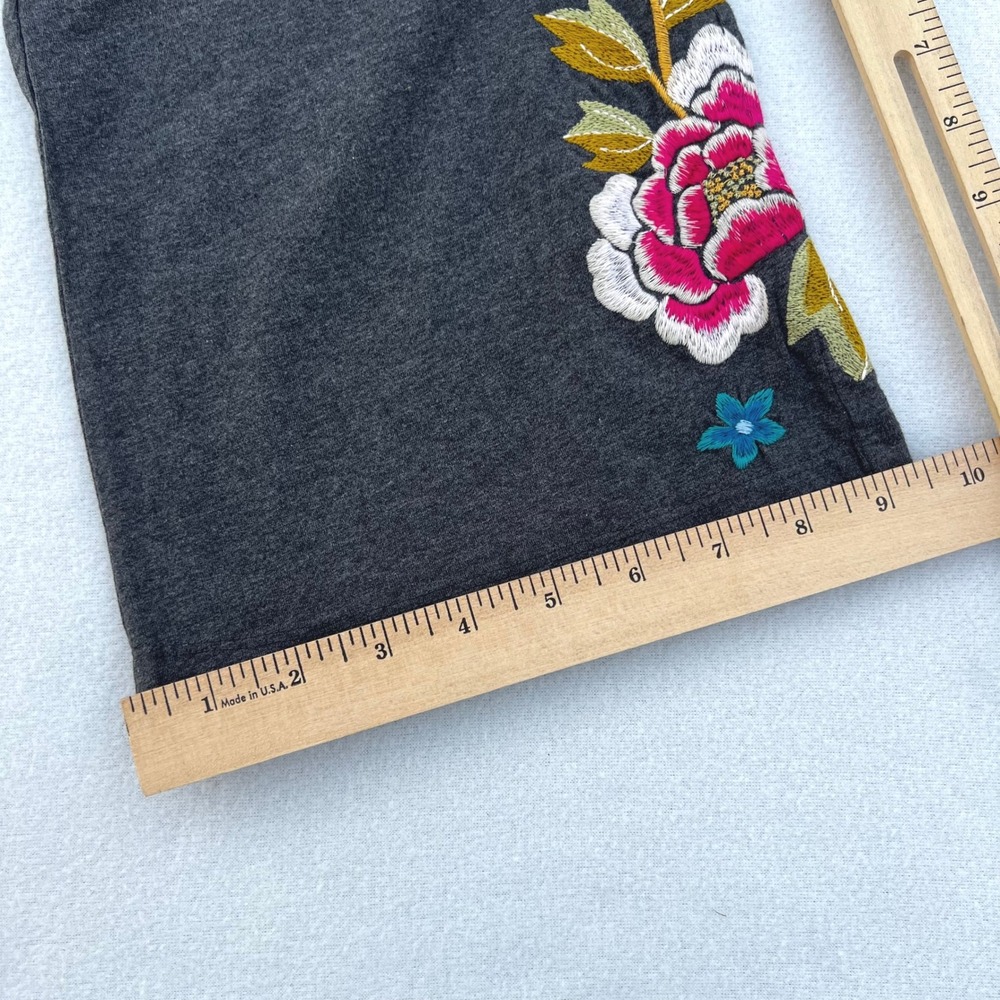 JOHNNY WAS Celina High Waist Flare Legging Gray PS (6-8) Embroidered Floral Bird - Picture 6 of 9
